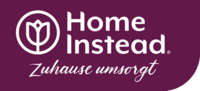 Logo Home Instead Zuhause versorgt mit weißer Schrift auf violettem Hintergrund