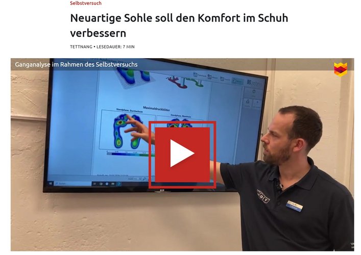 Ein Artikel über moderne Einlagenversorgung mit Ganganalyse im Analysezentrum MOTION Tettnang von der Schwäbischen Zeitung